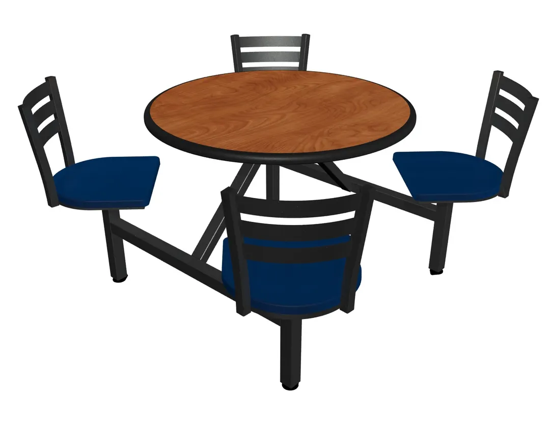 Plymold JURD004DECO Jupiter Cluster Unit, 60"W x 70.75"D, Round Island Style, Laminate Top, Country Swivel Chairs, Onyx Finish
