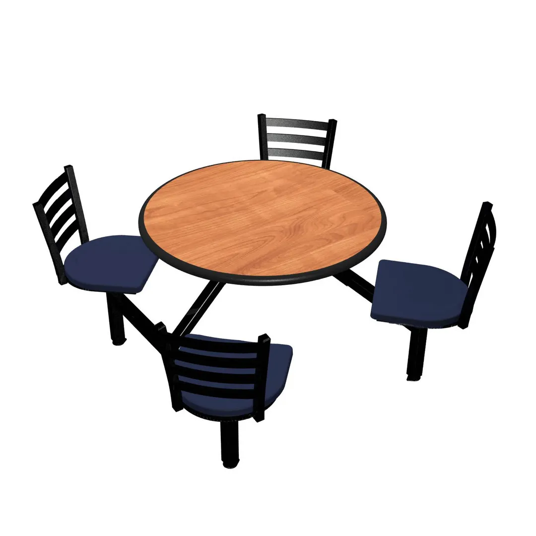 Plymold JURD004DEEN Jupiter Cluster Unit, 60"W x 70-3/4"D, Round Island Style, Laminate Top, Onyx Finish, 4 Chair Set