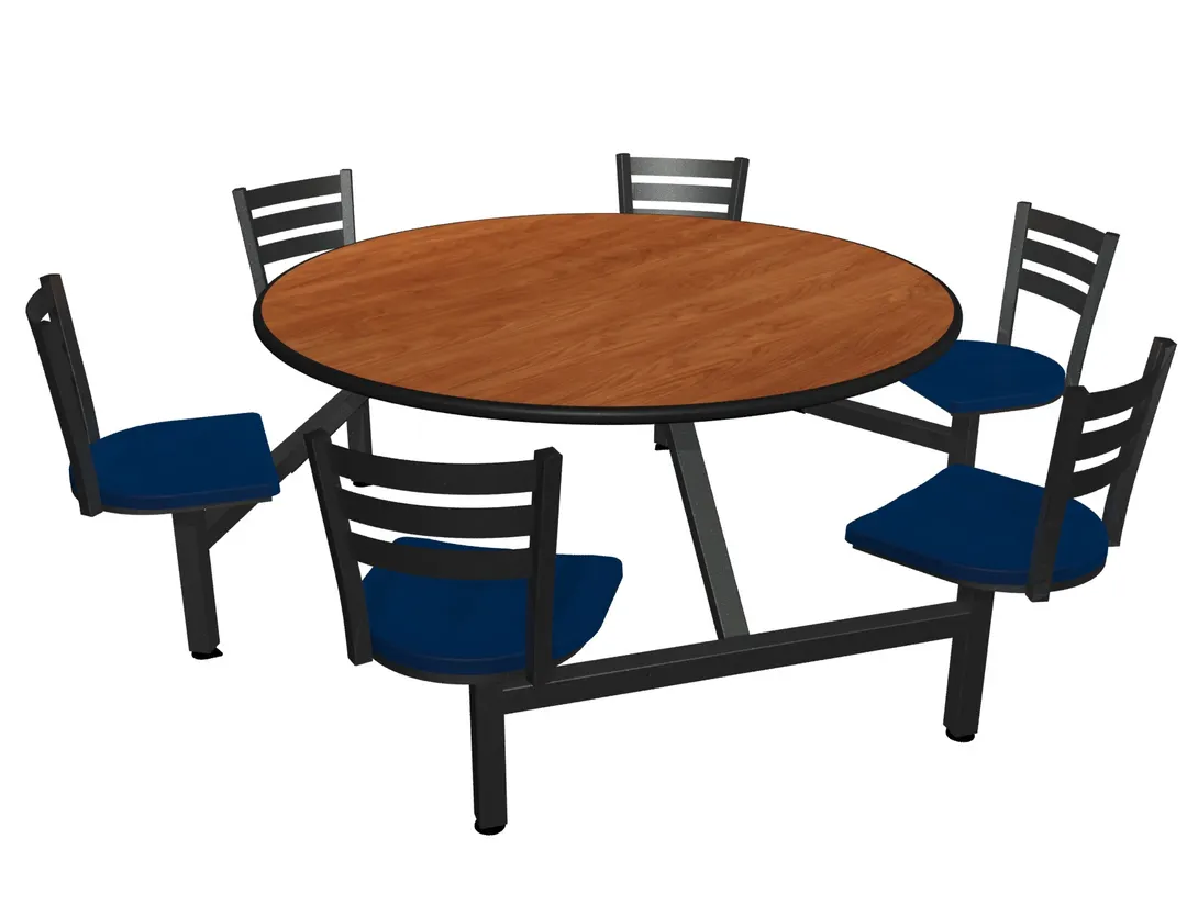 Plymold JURD006DECO Jupiter Cluster Unit, 92.5"W x 92.5"D, 6 Country Swivel Chairs, Laminate Table Top, Onyx Finish