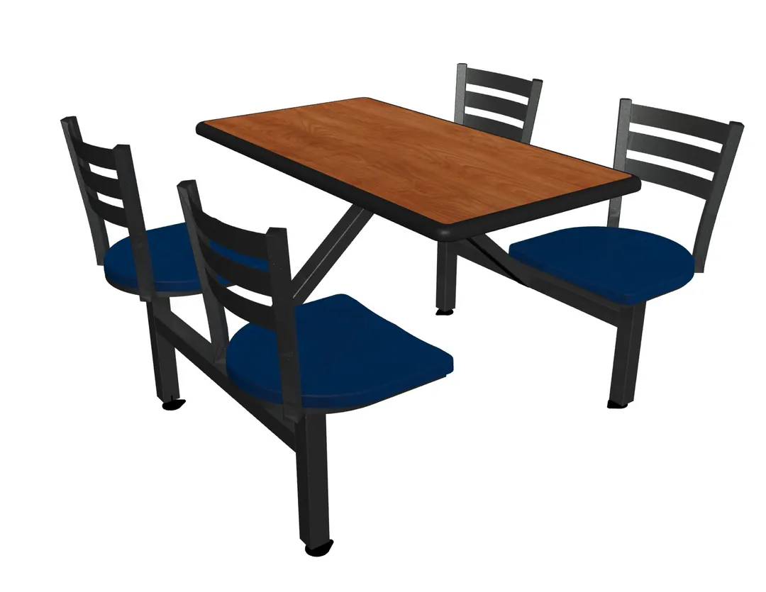 Plymold JURE004DECO Jupiter Cluster Unit, 44"W x 53"D, Rectangular Island Style, Includes 4 Country Swivel Chairs and 24" x 44" Laminate Table Top