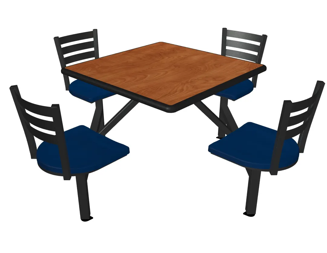 Plymold JUSQ004DECO Jupiter Cluster Unit, 60W x 70.75D, Onyx Finish, Laminate Top, 4 Country Chairheads, Free Standing