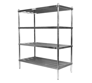 Alexander Industries SUKD4-3-24 3-Shelf Tubular Shelving Unit, 60H x 48W x 24D, Aluminum, 2000 lb