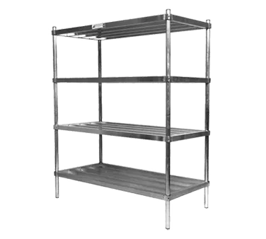 Alexander Industries SUKD5-2-24 2-Shelf Tubular Shelving Unit, 60H x 60W x 24D, Aluminum, 2000 lb