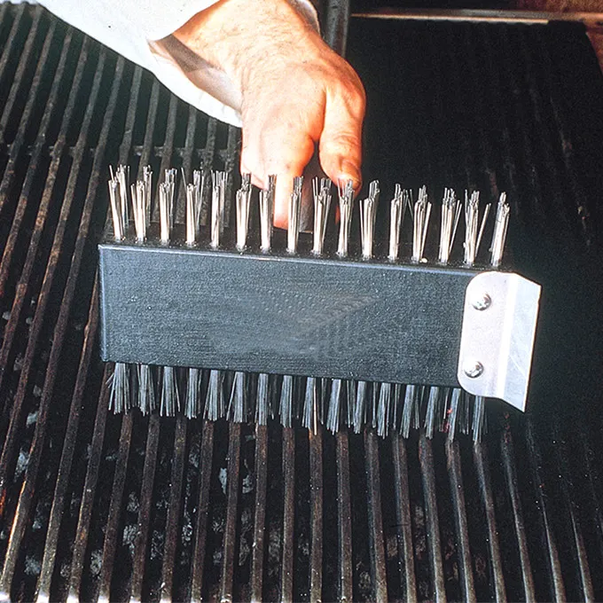 American Metalcraft 1423 Broiler/Grill Brush – 31" Handle, Steel Bristles, Scraper, Threaded Tip