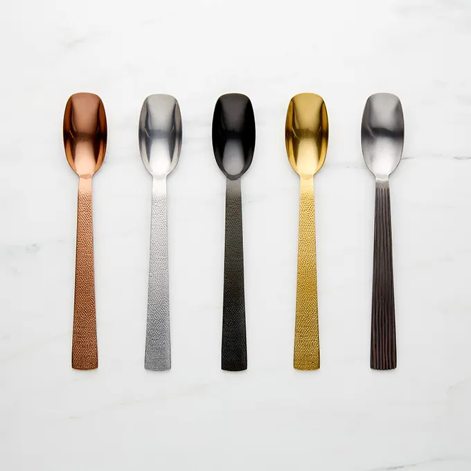 American Metalcraft GVHSA10 Vintage Salad Spoon, 9-3/8" Length, Stainless Steel, Hammered Gold Finish