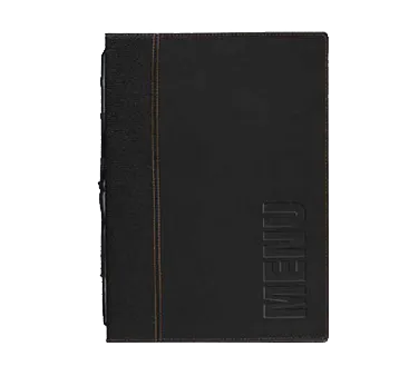 American Metalcraft MCTRLSBL Menu Cover – Black 10" x 13" Leather with Securit® Trendy Sewn Design