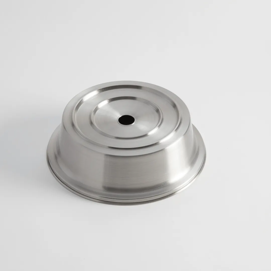 American Metalcraft PC0825S Cloche, Steel, Fits 8‑1⁄16"‑8‑1⁄4" Plates, Finger‑hole & Stand, 8‑9" Dia