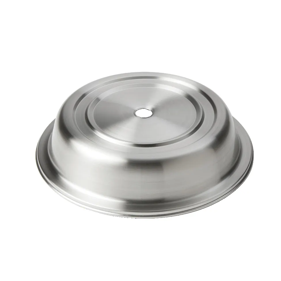 American Metalcraft PC1150S Cover, 11-1/8" to 11-1/2" Dia., 2" H, Stainless, Finger Hole, Silver