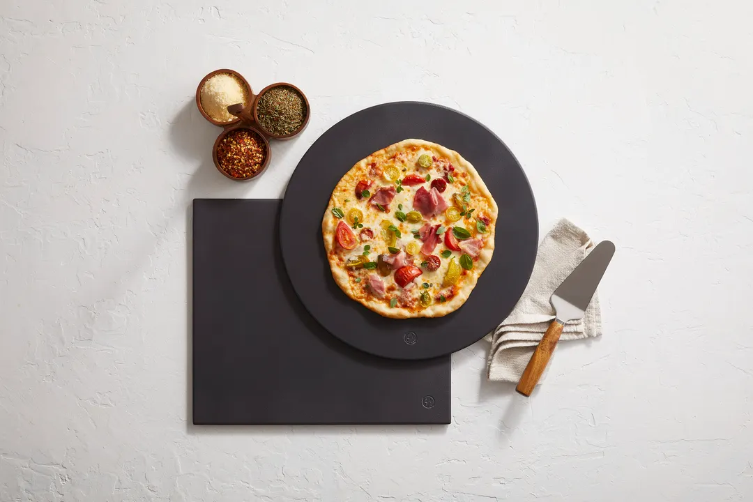American Metalcraft PSB1416 Rectangular Black 16" Pizza Stone with Nera Nano Enamel Finish