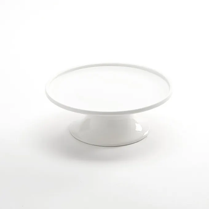 American Metalcraft PSP8 Serving Stand, 8" Dia x 3-1/8" H Round Porcelain White For Cakes And Pies