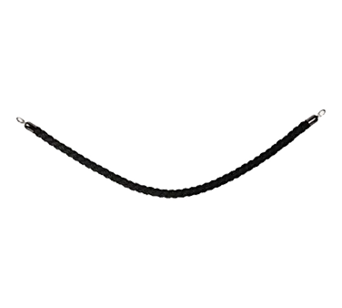 American Metalcraft RSCLRPCHBL Stanchion Rope – 5 Ft (60 In) Black Braided, 2" Diameter, Chrome Ends