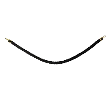 American Metalcraft RSCLRPGOBL - 5 Ft Braided Black Rope with Gold Ends, 2" Diameter, Securit Barrier