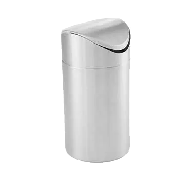 American Metalcraft TIM2 Trash Receptacle, 4-3/4" Dia x 9" H Round Swing Style, Brushed Stainless Steel