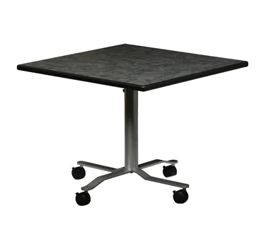 Forbes Industries PBLFT3030EB####-RD##C3 Rollers™ Portable Square Folding Table, 30" x 30", High Pressure Laminate Surface
