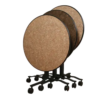 Forbes Industries PBLFT30RDEB####-RA##C3 Rollers™ Portable Round Folding Table, 30" Dia. x 32"-42" Adjustable Height