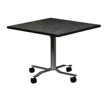 Forbes Industries PBLFT3636EB####-RB##C3 Rollers™ Portable Square Folding Table, 36" x 36", High Pressure Laminate Surface
