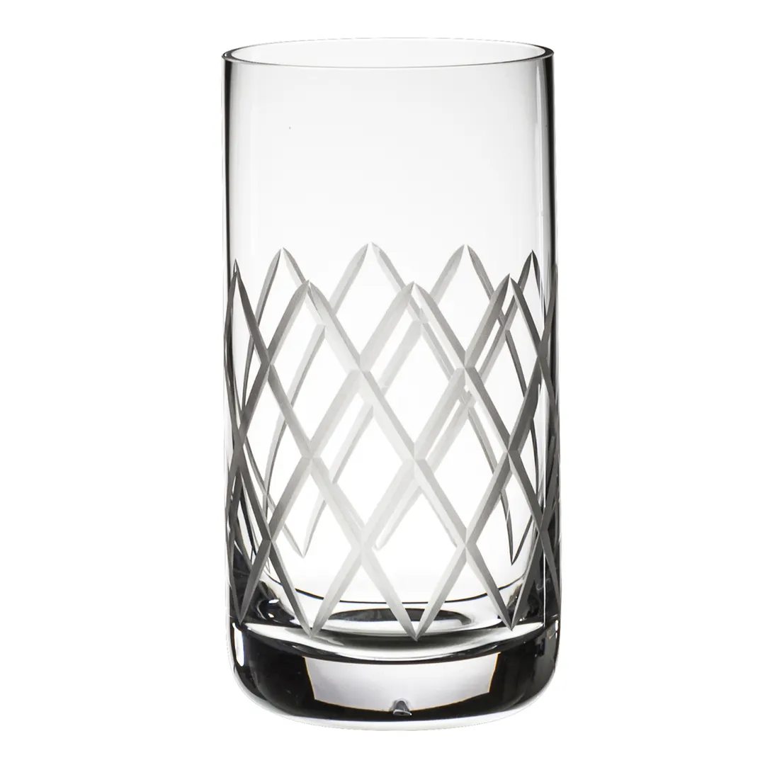 Steelite 480186R383 - Highball Tumbler, 13.25 oz, 2.75" x 5.375" Diamond Cut Glass - 1 Dozen