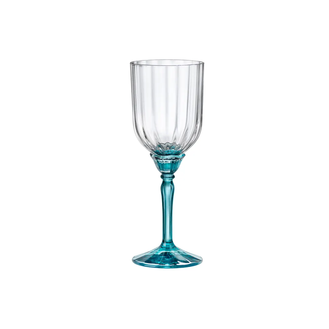 Steelite 49206Q214 - Florian Blue Stemmed Wine Glass, 8.25 oz, 2.75"×7.75" Non‑Tempered - 24/Case