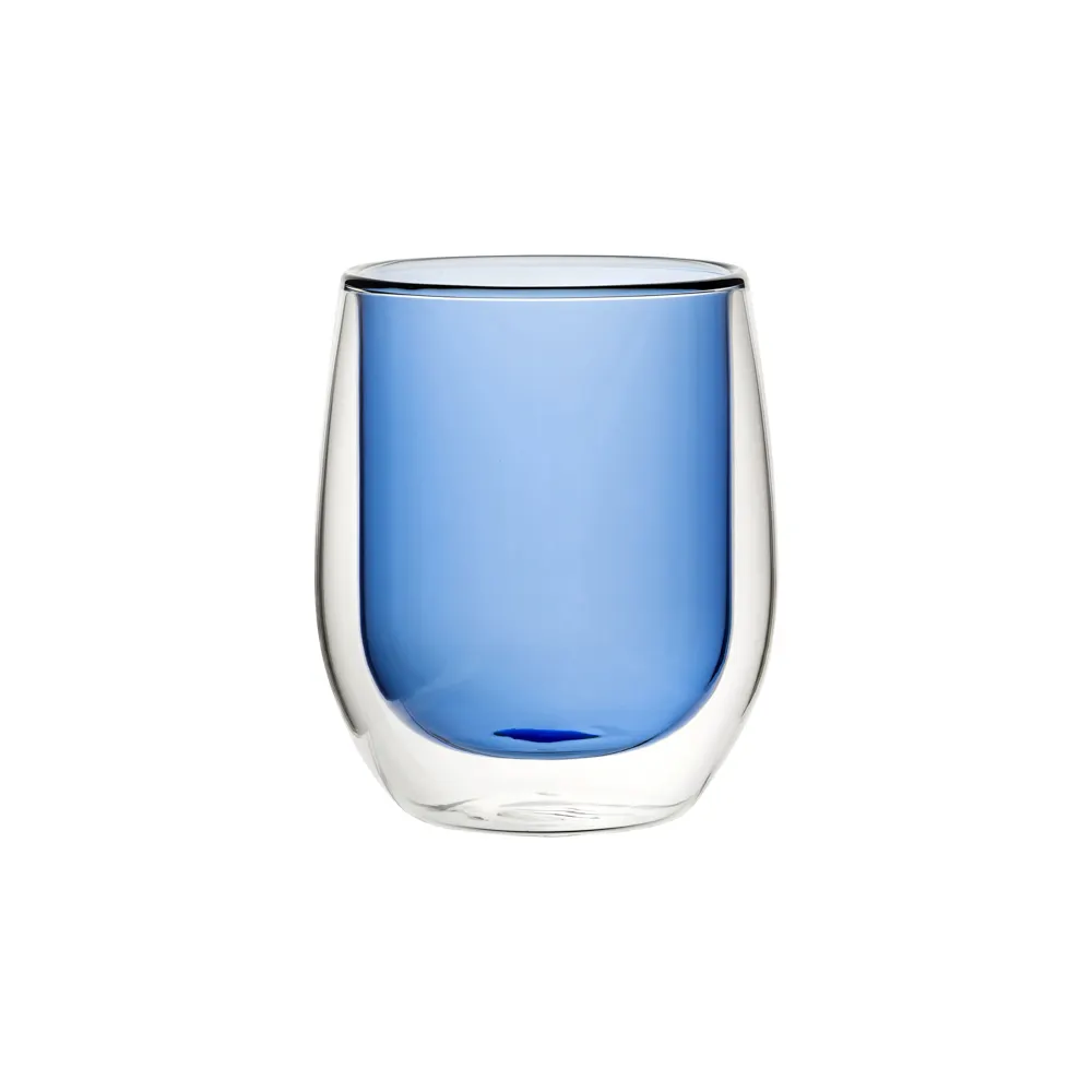 Steelite UR90282 Dbl Wall Water Glass,9.75 oz Blue Glass, Non‑Temp,4"H3‑1/2"M3‑1/8"T2‑1/4"B - 6/Case