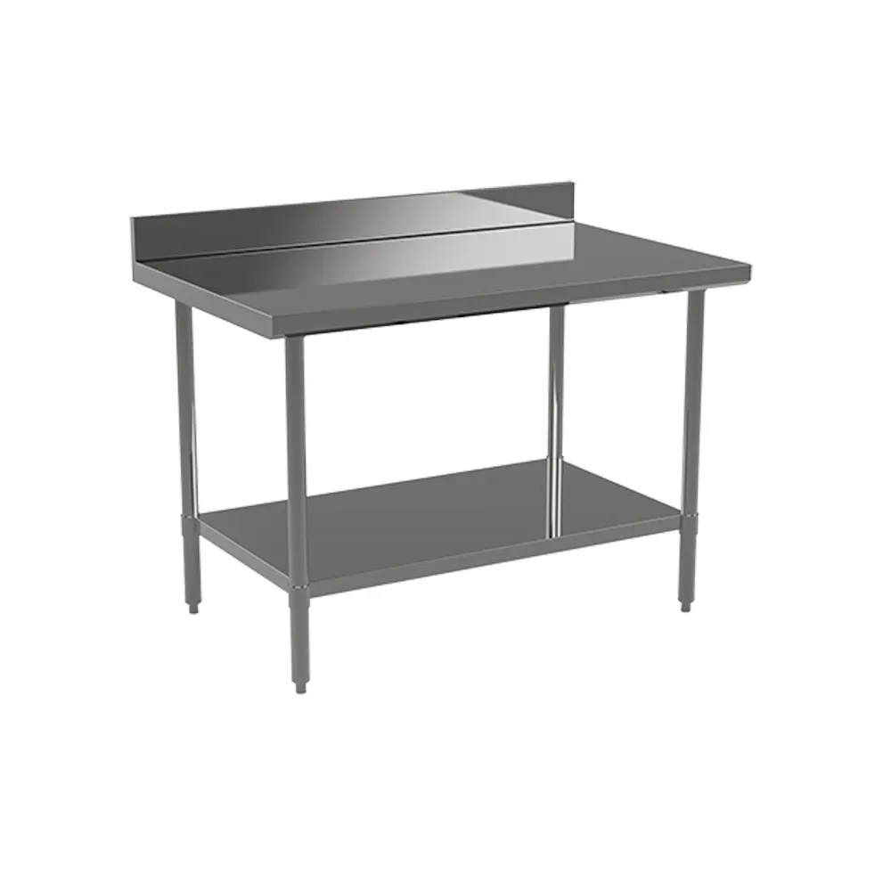 Atosa USA ST2436ECB4 36" Open Base Work Table with Undershelf, 4" Backsplash / 18 Gauge Top