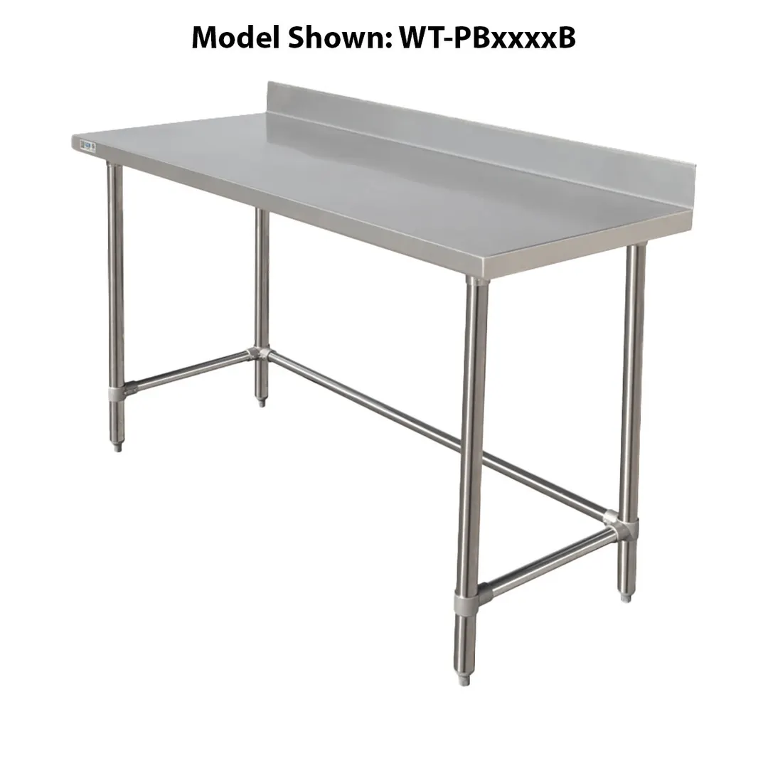 GSW USA WT-PB2418B 18" Open Base Premium Work Table with Side & Rear Crossrails / 4" Backsplash