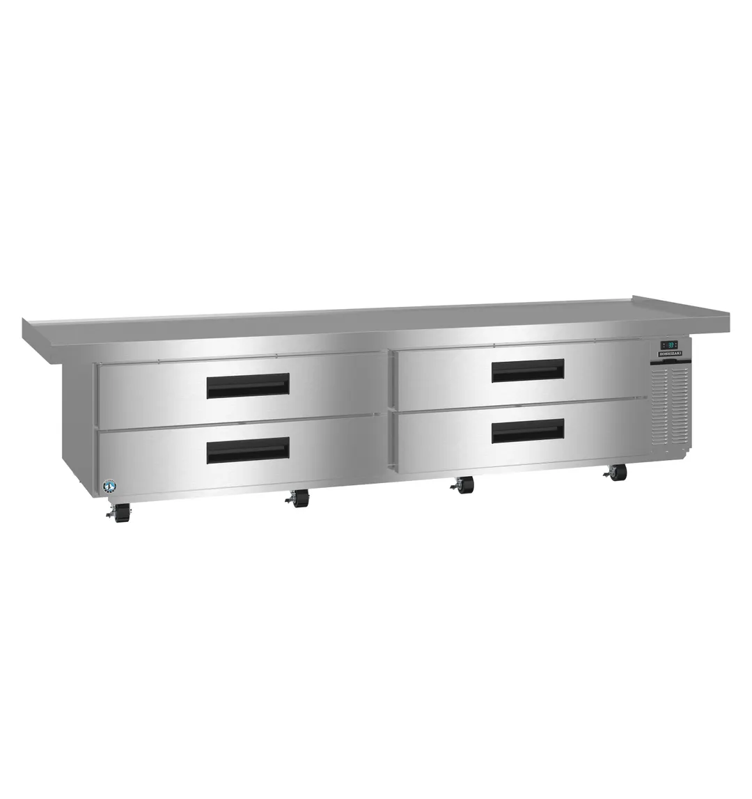 Hoshizaki CR110B 110" 4 Drawers Refrigerated Chef Base, Marine Edge Steel Top, (12) 12 x 20 pans
