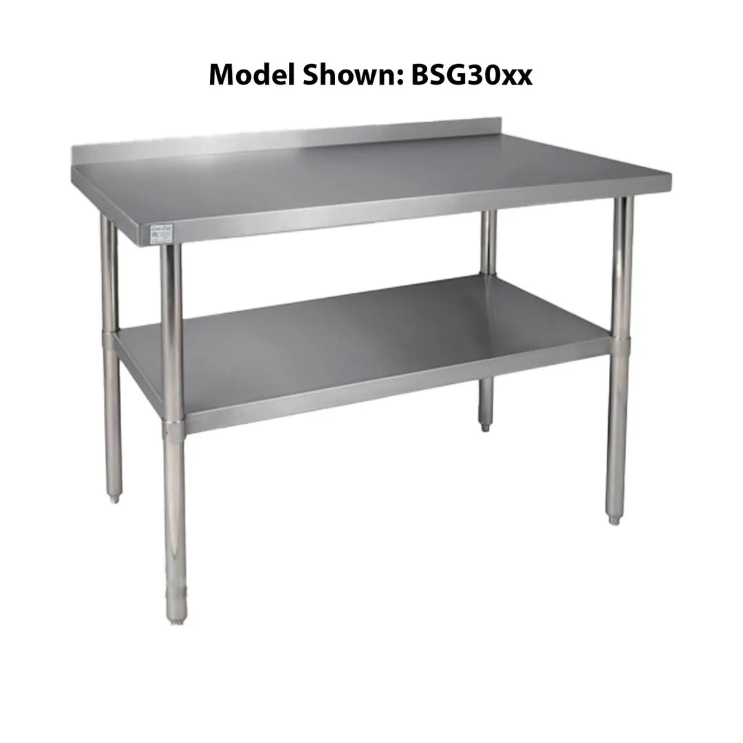 Klinger's Trading BSG3012 12" Open Base Work Table with Undershelf / Upturn - 18 Gauge Top