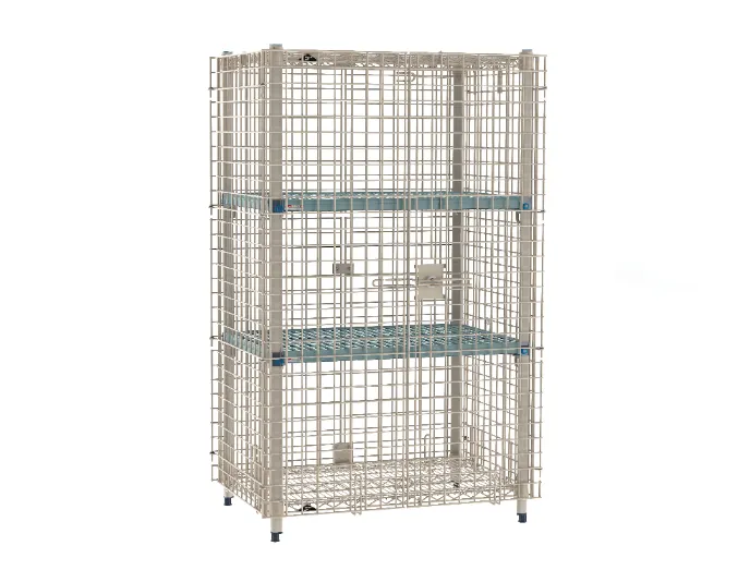 Metro MQSEC53E-2MQ MetroMax Q Security Unit, 38-7/8W x 26-15/16D x 66-3/16H, Wire, Stationary, 2 Intermediate Shelves, NSF