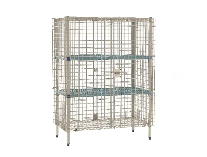 Metro MQSEC55E-2MQ MetroMax Q Security Unit, 50-7/8W x 26-15/16D x 66-3/16H, Wire, Stationary, 2 Intermediate Shelves, NSF
