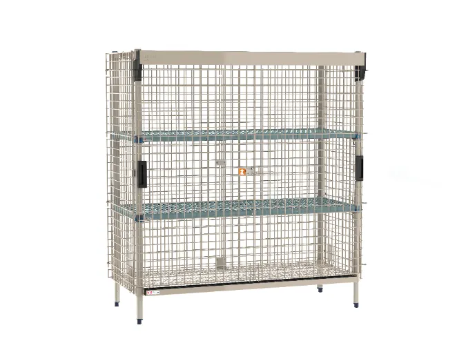 Metro MQSEC56E-SL-2MQ MetroMax Security Unit, 62-7/8W x 28-3/16D x 66-3/16H, Wire, Stationary, 2 Intermediate Shelves, NSF