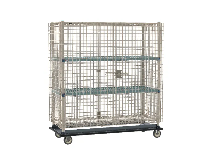 Metro MQSEC56LE-2MQ MetroMax Q Security Unit, 63"W x 28"D x 68"H, Wire, 2 Shelves, Dolly