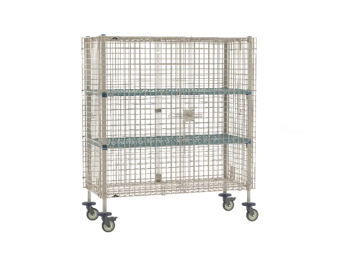 Metro MQSEC56VE-2MQ MetroMax Q Mobile Wire Security Unit, 64-3/4W x 27-13/16D x 67-13/16H, 2 Intermediate Shelves, NSF Certified