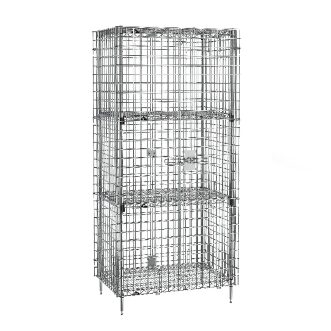 Metro SEC53C-2EZ Super Erecta Security Unit, 38.5W x 27.25D x 66.8H, Chrome, 2 Intermediate Shelves, NSF