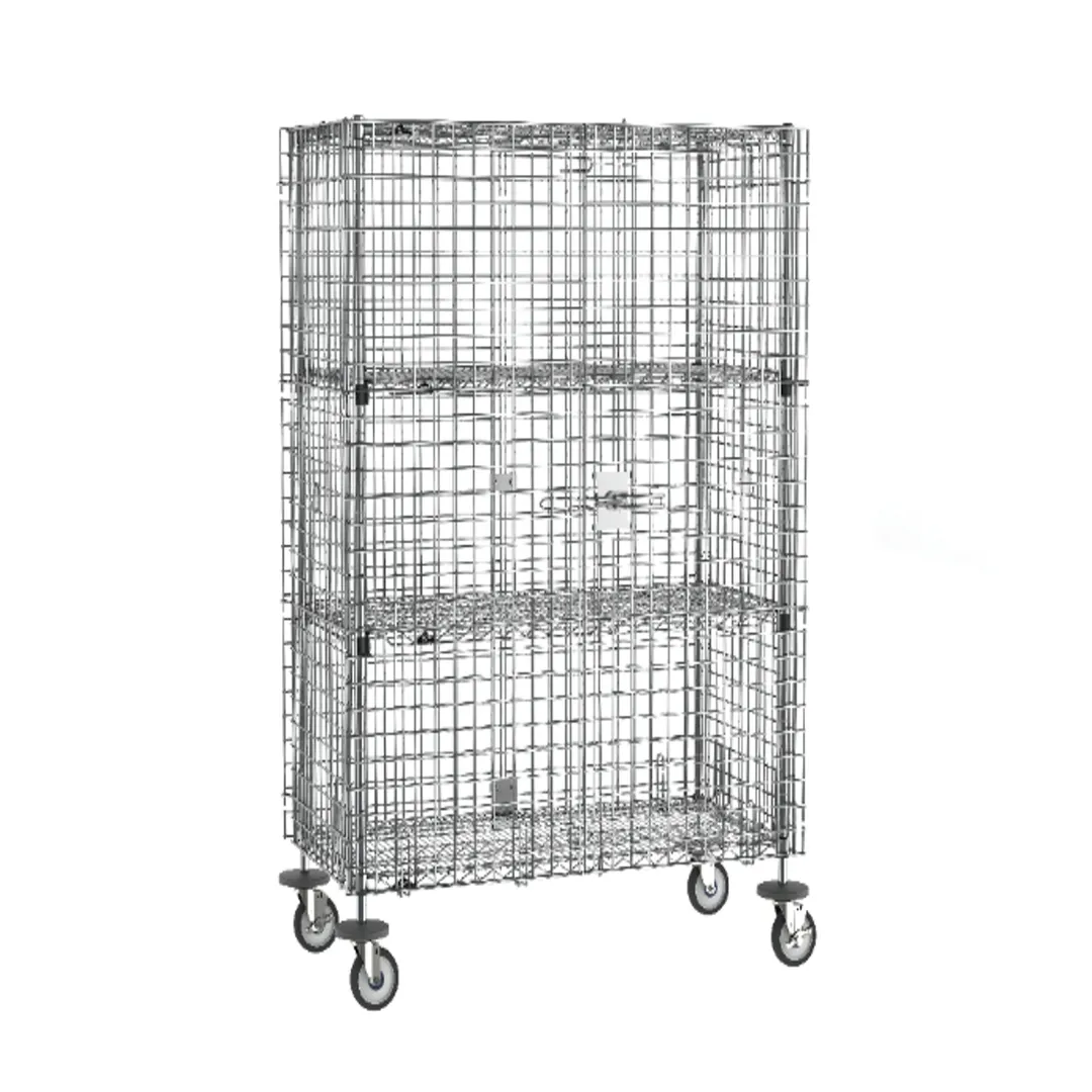 Metro SEC55EC-2EZ Super Erecta Security Unit, 52-3/4W x 27-1/4D x 68-1/2H, Chrome, Mobile, Wire, 2 Shelves