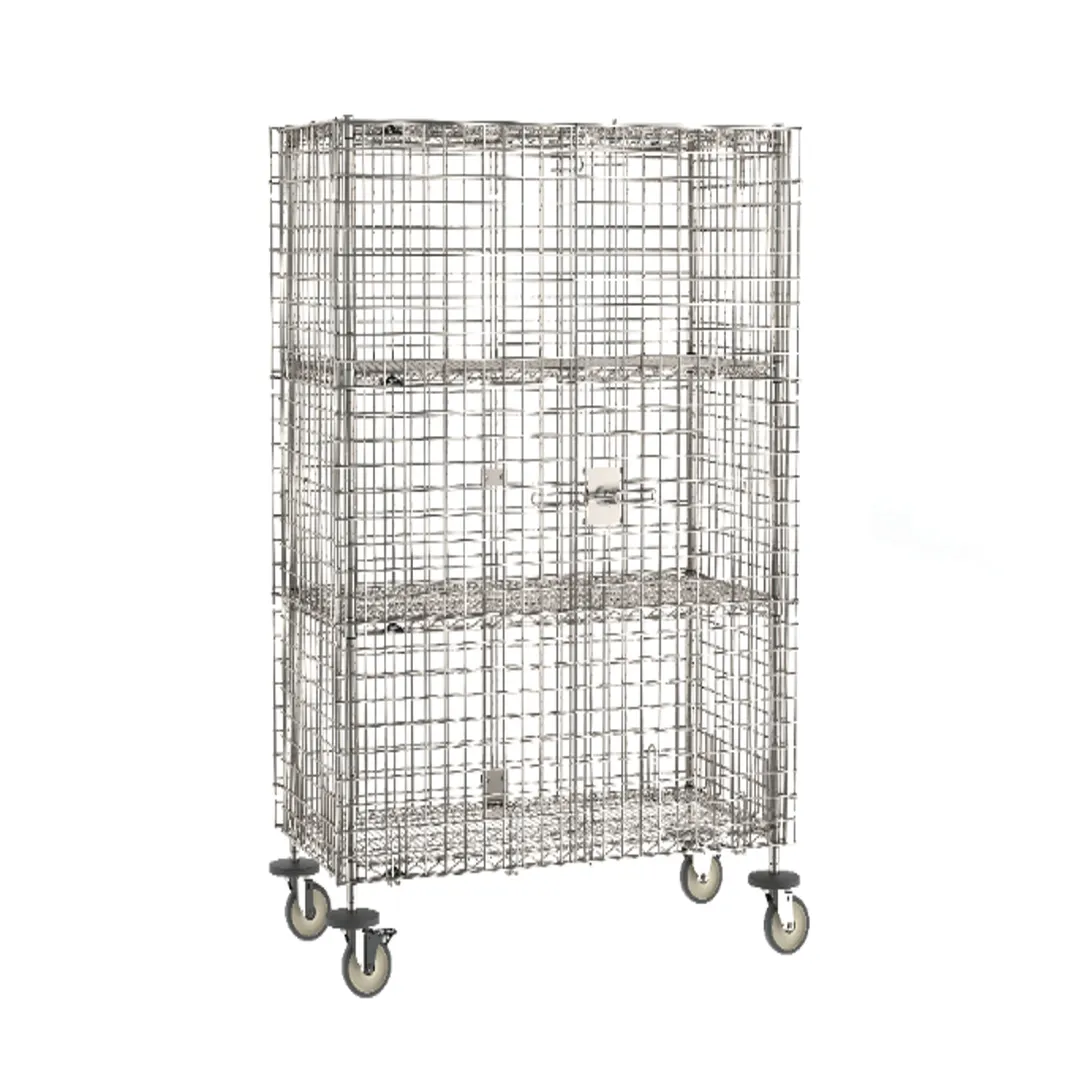 Metro SEC55S-SD-2SE Super Erecta Security Unit, 52-3/4W x 27-1/4D x 62H, Stainless Steel, Mobile, 2 Intermediate Shelves