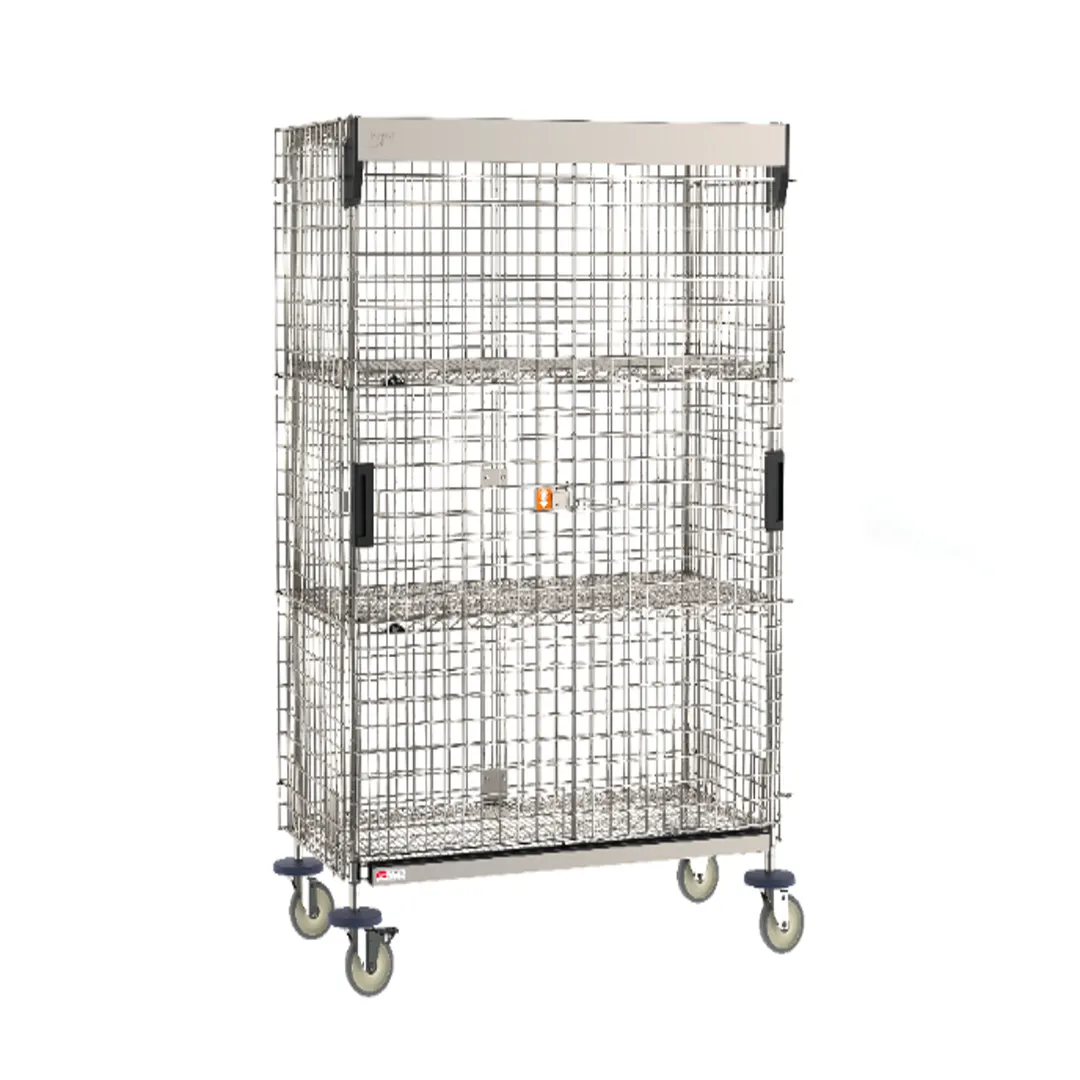 Metro SEC55S-SD-SL-2SE Super Erecta Security Unit, 52-3/4W x 28-1/2D x 62H, Stainless Steel, Mobile, 2 Intermediate Shelves