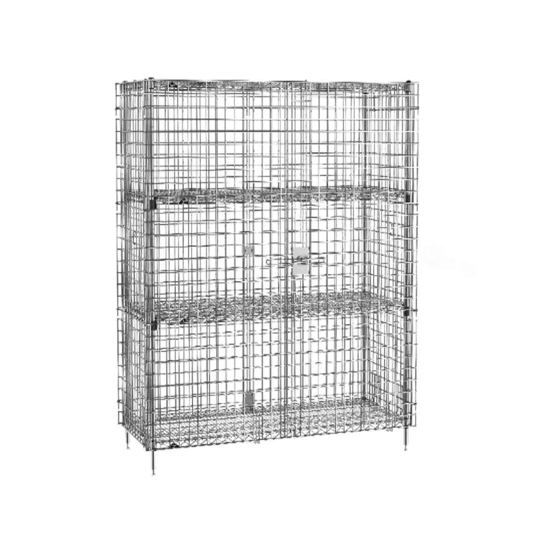 Metro SEC56C-2EZ Super Erecta Security Unit, 62.5W x 27.25D x 66.8H, Chrome, 2 Intermediate Shelves, NSF
