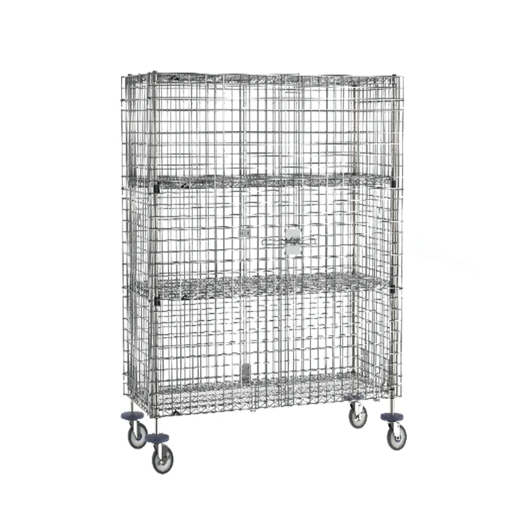 Metro SEC56EC-2EZ Super Erecta Security Unit, 65"W x 27.25"D x 68.5"H, Chrome, 2 Shelves, NSF