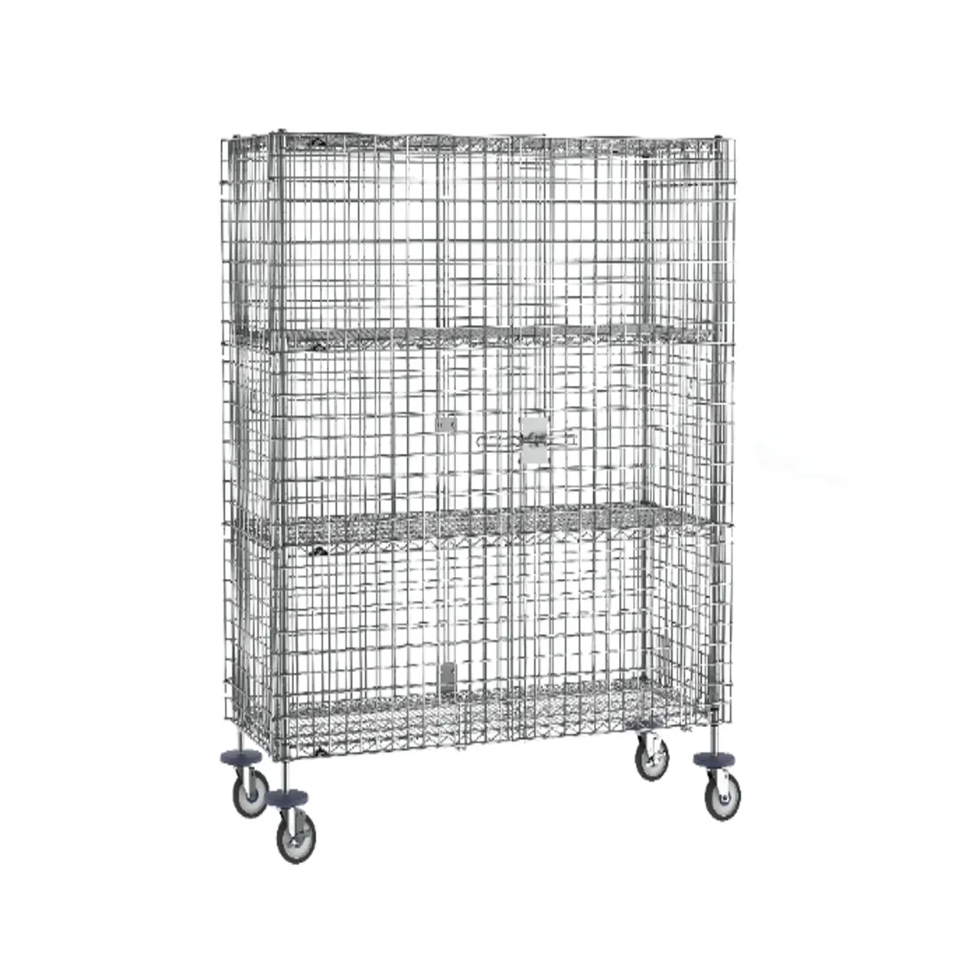 Metro SEC56EC-2SE Super Erecta Security Unit, 65"W x 27.25"D x 68.5"H, Chrome, 2 Shelves, NSF