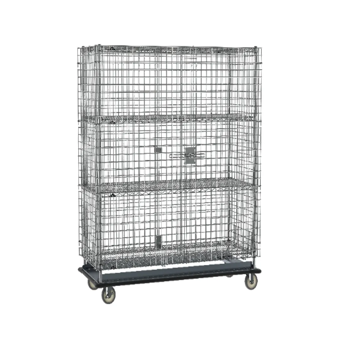 Metro SEC56LC-2SE Super Erecta Security Unit, 63"W x 28"D x 68.5"H, Chrome, Wire, 2 Shelves, Dolly