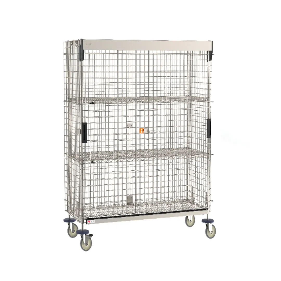Metro SEC56S-SD-SL-2SE Super Erecta Security Unit, 65"W x 28.5"D x 62"H, Stainless Steel, Mobile, 2 Shelves