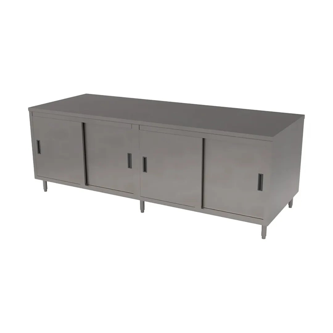 BK Resources CST-3684S Cabinet Base with Sliding Doors Chef Table, 84"W x 36"D - Square/Flat Edge