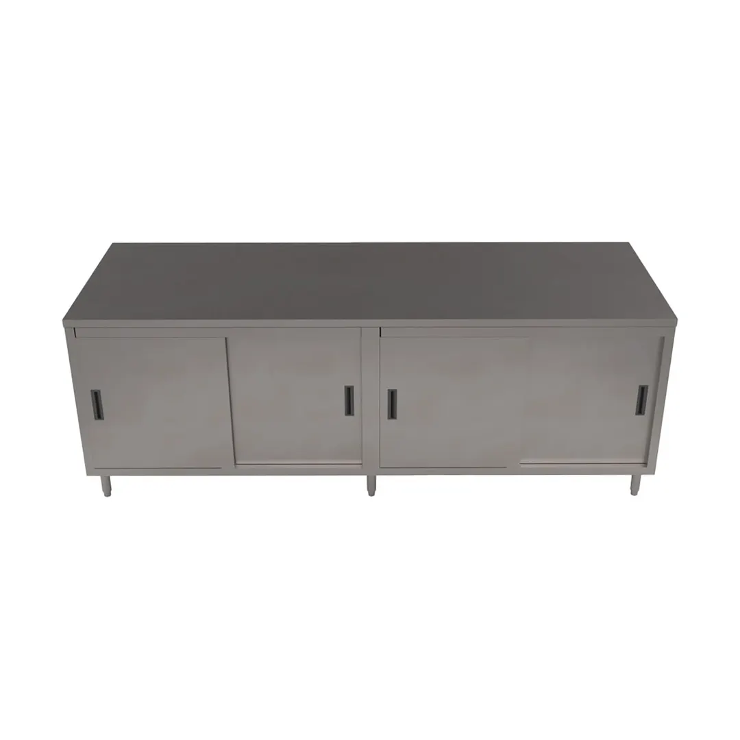 BK Resources CST-3684S Cabinet Base with Sliding Doors Chef Table, 84"W x 36"D - Square/Flat Edge