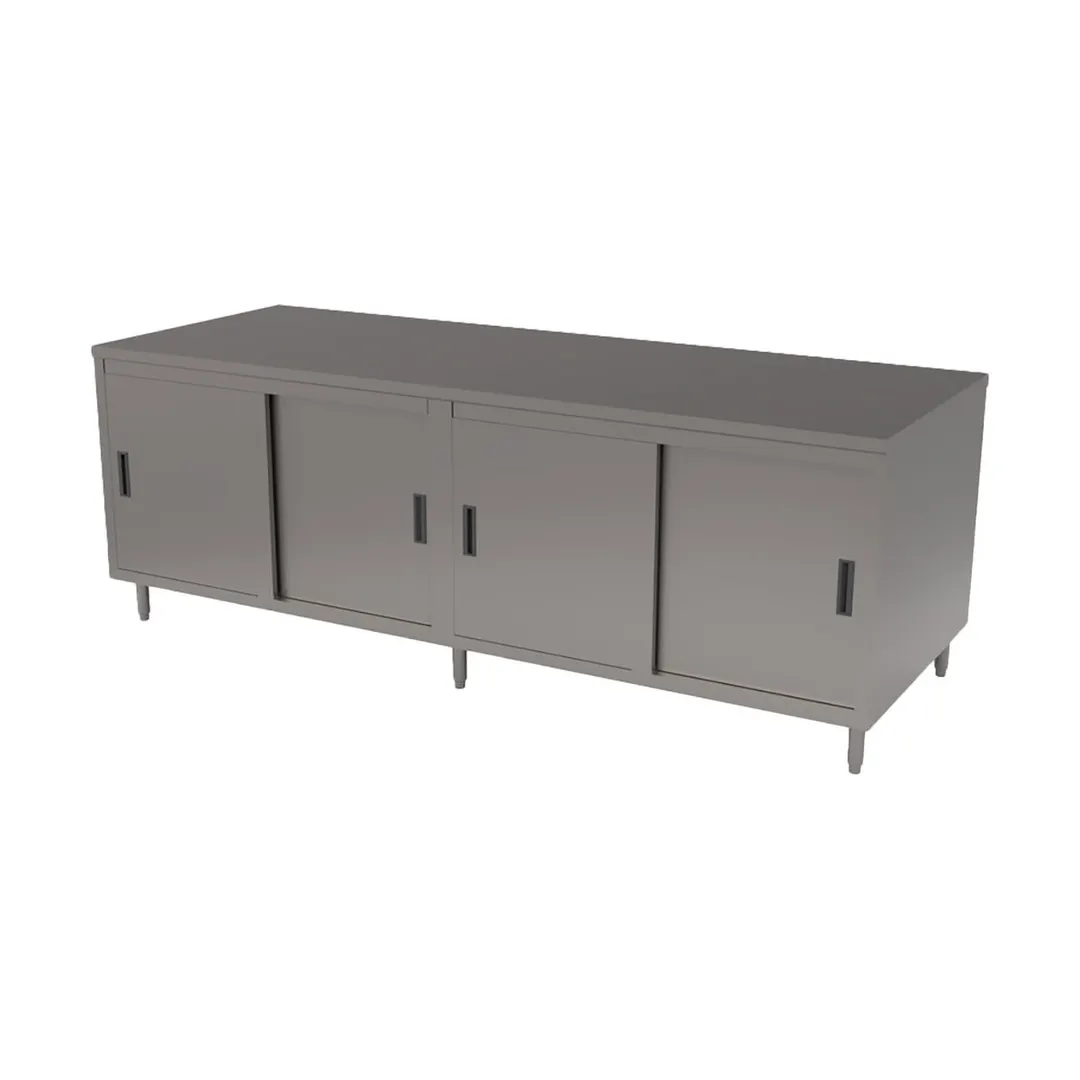BK Resources CST-3696S2 Sliding Doors Chef Table with 8 Doors, 96"W x 36"D / Dual Access