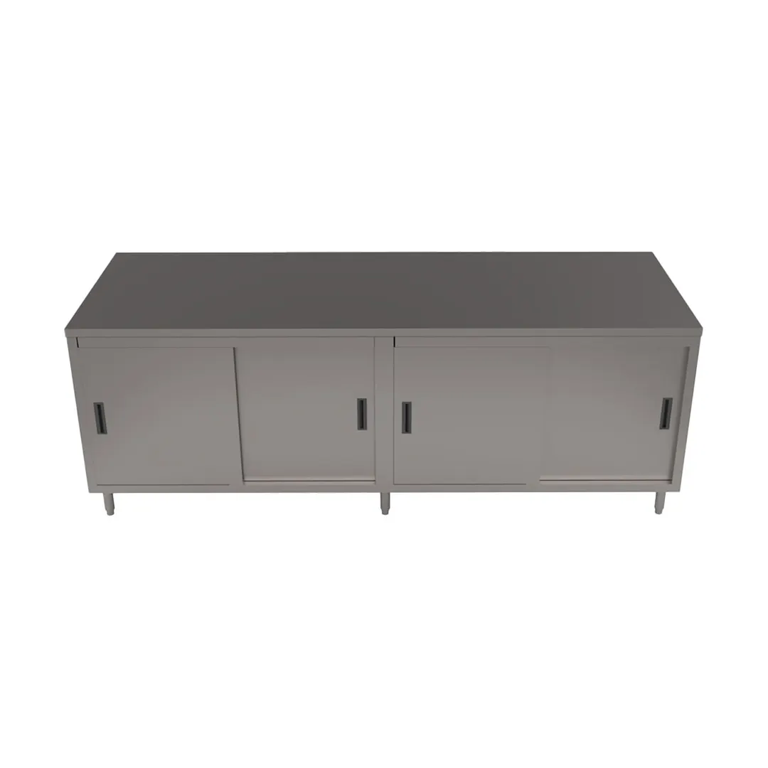 BK Resources CST-3696S2 Sliding Doors Chef Table with 8 Doors, 96"W x 36"D / Dual Access