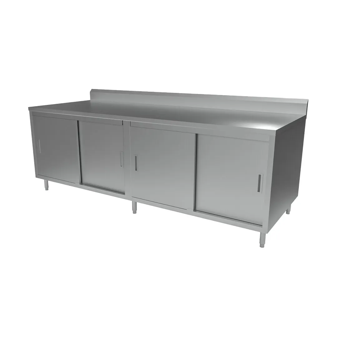 BK Resources CSTR5-36120S Cabinet Base with Sliding Doors Chef Table, 120"W x 36"D / Backsplash