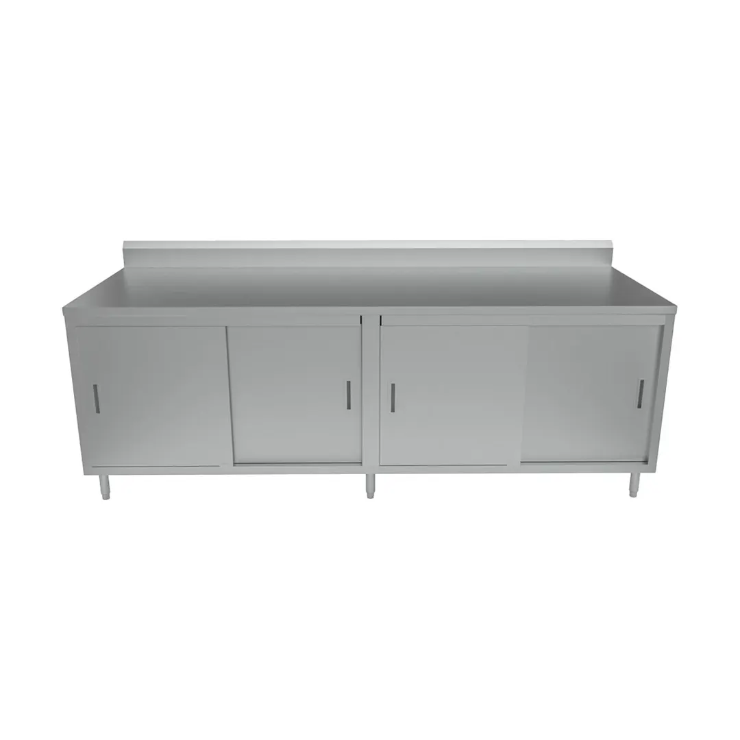 BK Resources CSTR5-36120S Cabinet Base with Sliding Doors Chef Table, 120"W x 36"D / Backsplash