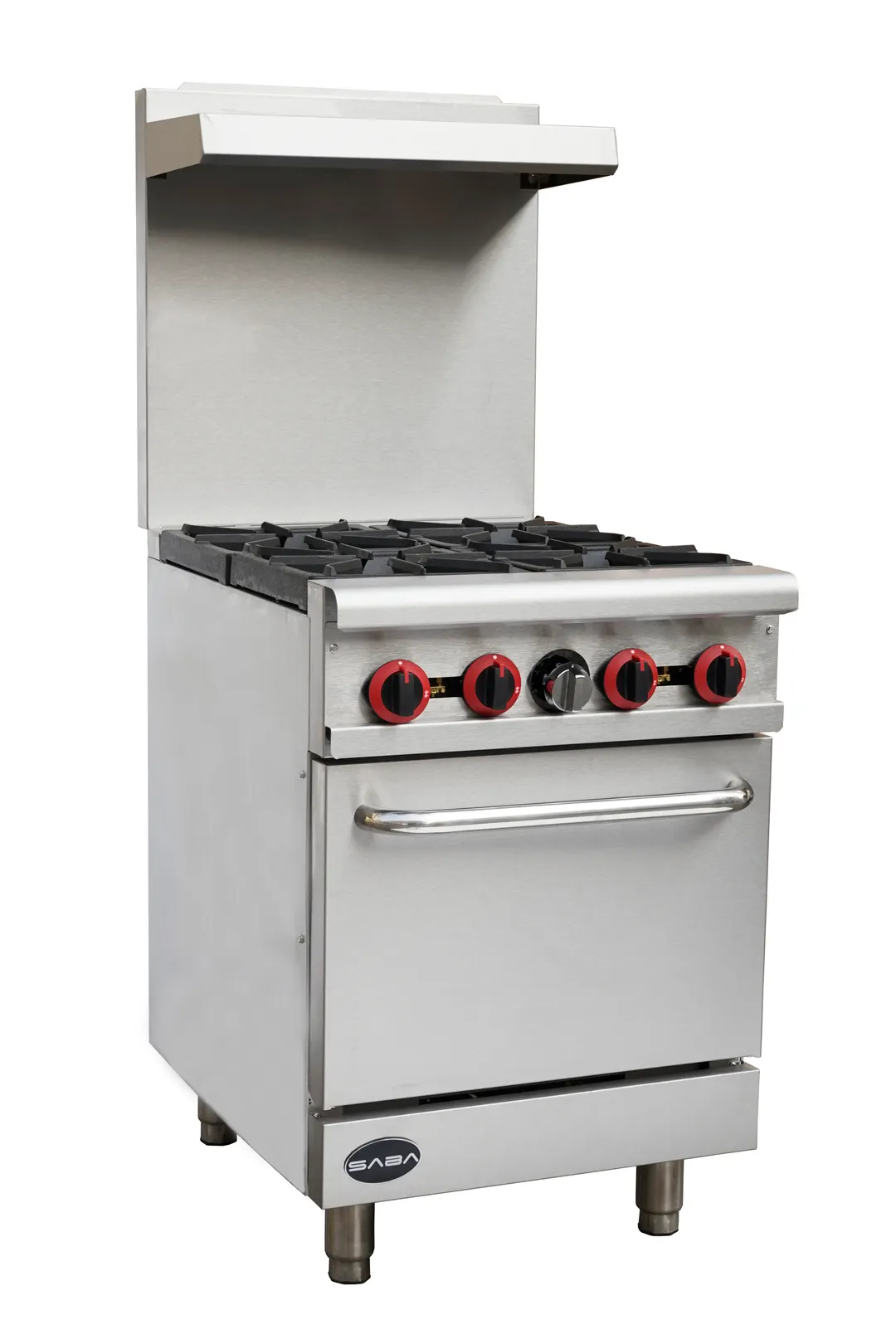 Saba GR-24 24" Commercial Gas Range w/ 4 Open Burners, Standard Oven, 151.000 BTU