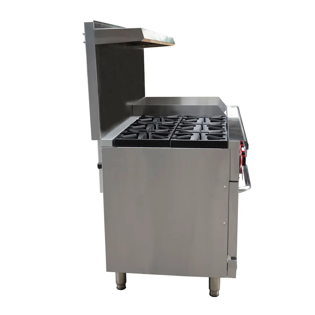 Saba GR60-G24 60" Commercial Gas Range w/ 6 Open Burners, 24" Griddle, 2 Ovens , 278.000 BTU