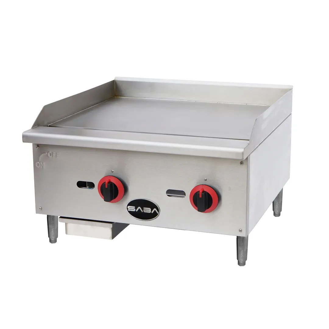 Saba MG-24 24" Countertop Gas Griddle, Manual Controls, 5/8" Polished Plate, 60.000 BTU